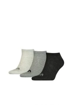 HEAD® Unisex Sneakersocken, 3er Pack - Weicher Baumwollmix, Einfarbig Grau Mix