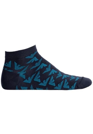 EMPORIO ARMANI Herren Sneakersocken, 2 Paar - Logodruck Blau 2 EMPORIO ARMANI Herren Sneakersocken, 2 Paar - Logodruck Blau – Bild 2