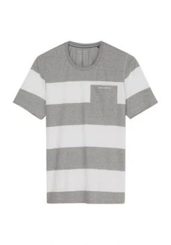 Marc O'Polo T-Shirt, Kurzarm, Streifen, Für Herren Grau/ Weiß