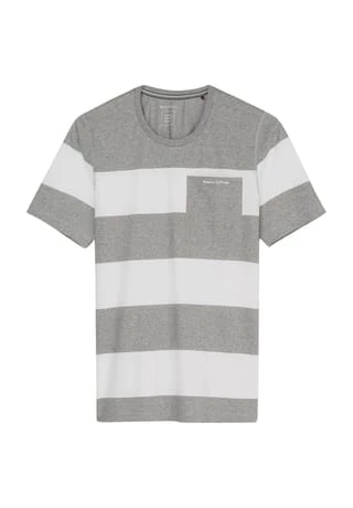 Marc O'Polo T-Shirt, Kurzarm, Streifen, Für Herren Grau/ Weiß 1 Marc O'Polo T-Shirt, Kurzarm, Streifen, Für Herren Grau/ Weiß