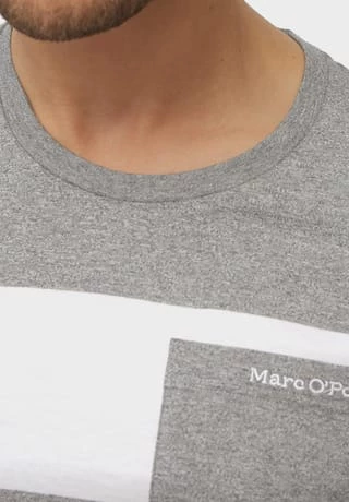 Marc O'Polo T-Shirt, Kurzarm, Streifen, Für Herren Grau/ Weiß 4 Marc O'Polo T-Shirt, Kurzarm, Streifen, Für Herren Grau/ Weiß – Bild 4