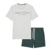 Marc O'Polo Herren Lounge Set - Kurz, Rundhals-Ausschnitt, Baumwolle Dunkelgrün