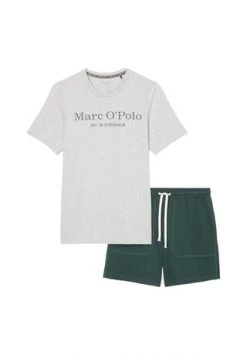 Marc O'Polo Herren Lounge Set - Kurz, Rundhals-Ausschnitt, Baumwolle Dunkelgrün
