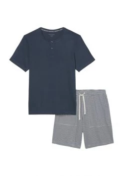 Marc O'Polo Schlafanzug, Kurz, Henley-Ausschnitt, Für Herren 803 DUNKELBLAU