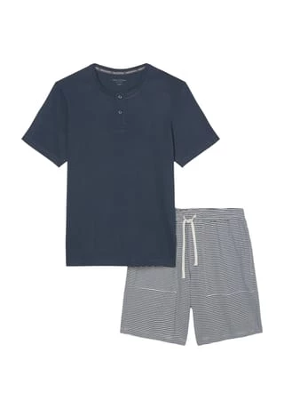Marc O'Polo Schlafanzug, Kurz, Henley-Ausschnitt, Für Herren 803 DUNKELBLAU 1 Marc O'Polo Schlafanzug, Kurz, Henley-Ausschnitt, Für Herren 803 DUNKELBLAU