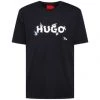 HUGO Herren T-Shirt - Dulive_U222, Rundhals, Kurzarm, Logo, Baumwolle Schwarz