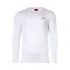 HUGO Herren Longsleeve - DEROL222, Rundhals, Langarm Shirt, Logo-Print, Baumwoll Weiß