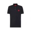 HUGO Herren Polo-Shirt - DERESO222, Pique, 1/2-Arm, Knopfleiste, Logo, Baumwolle Schwarz