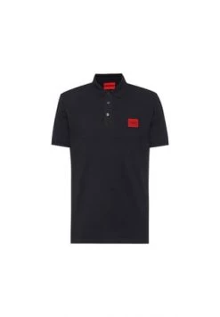 HUGO Herren Polo-Shirt - DERESO222, Pique, 1/2-Arm, Knopfleiste, Logo, Baumwolle Schwarz