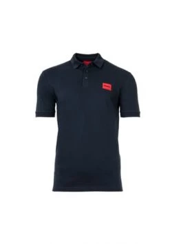 HUGO Herren Polo-Shirt - DERESO222, Pique, 1/2-Arm, Knopfleiste, Logo, Baumwolle Blau