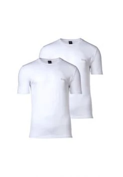 BOSS Herren T-Shirt, 2er Pack - Unterhemd, Halbarm, Rundhals, Cotton Stretch Weiß