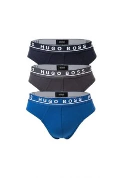 BOSS Herren Slips, 3er Pack - Briefs, Logobund, Cotton Stretch Blau