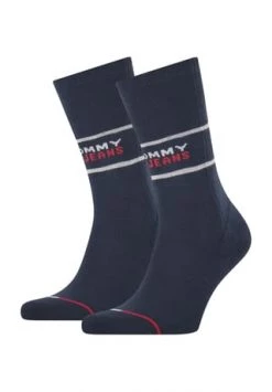 TOMMY Jeans Strümpfe, 2er-Pack, Hoher Bio-Baumwolle Anteil, Logo-Bund, Uni, Für Damen Und Herren 002 NAVY