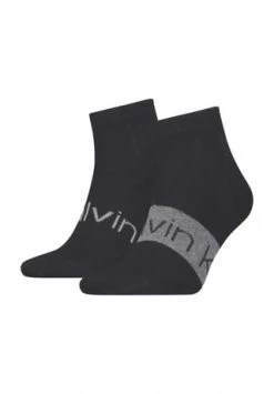 Calvin Klein Sneakersocken, 2er-Pack, Logo-Print, Meliert, Für Herren 002 BLACK