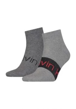 Calvin Klein Sneakersocken, 2er-Pack, Logo-Print, Meliert, Für Herren 003 MID GREY MELA