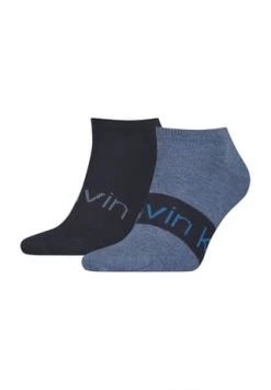 Calvin Klein Sneakersocken, 2er-Pack, Logo-Print, Meliert, Für Herren 004 DENIM MELANGE