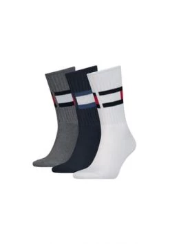 TOMMY HILFIGER Herren Socken, 3er Pack - Men's Sock Flag, ECOM Weiß/ Marine/ Grau