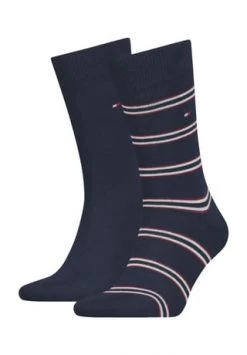 TOMMY HILFIGER Socken, 2er-Pack, Streifen, Uni, Für Herren 002 NAVY/ ROUGE