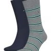 TOMMY HILFIGER Socken, 2er-Pack, Streifen, Uni, Für Herren 003 GREY MELANGE