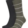 TOMMY HILFIGER Socken, 2er-Pack, Streifen, Uni, Für Herren 004 OLIVE