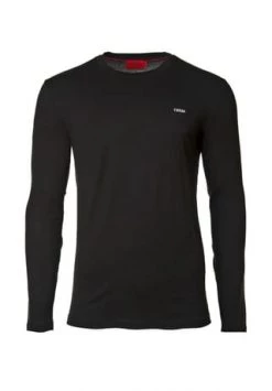 HUGO Herren T-Shirt - DEROL212, Rundhals, 1/2-Arm, Logo-Print, Baumwoll Schwarz