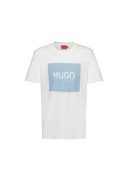 HUGO Herren T-Shirt - DOLIVE_U212, Rundhals, 1/2-Arm, Logo-Print, Baumwoll Elfenbein