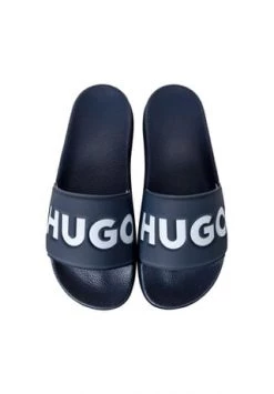 HUGO Herren Badesandalen - Match It Slide Rblg, Badeschuhe, Badelatschen, Logo Dunkelblau
