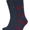 TOMMY HILFIGER Socken, 2er-Pack, Streifen, Logo, Für Herren 084 NAVY/ ROUGE
