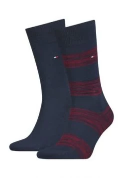 TOMMY HILFIGER Socken, 2er-Pack, Streifen, Logo, Für Herren 084 NAVY/ ROUGE