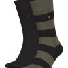 TOMMY HILFIGER Socken, 2er-Pack, Streifen, Logo, Für Herren 087 OLIVE