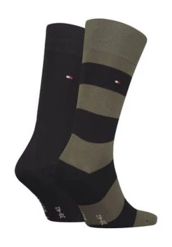 TOMMY HILFIGER Socken, 2er-Pack, Streifen, Logo, Für Herren 087 OLIVE -socken-struempfe Verkäufe unnamed file 223