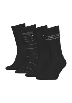 TOMMY HILFIGER Socken, 4er-Pack, Geschenkebox, Logo Stickerei, Für Herren 002 BLACK