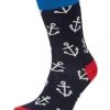 Happy Socks® Socken, Anker, Rippbund, Für Herren 6501 NAVY/ GREY