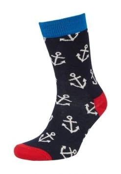 Happy Socks® Socken, Anker, Rippbund, Für Herren 6501 NAVY/ GREY