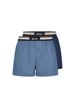BOSS Herren Web-Boxershorts, 2er Pack - Woven Boxer EW, Pyjama-Shorts, Popeline Blau