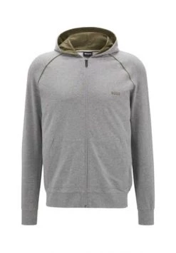 BOSS Herren Kapuzen-Sweatjacke - Mix & Match Jacket, Hoodie, Hoodie, Zip, Stretch Cotton Grau