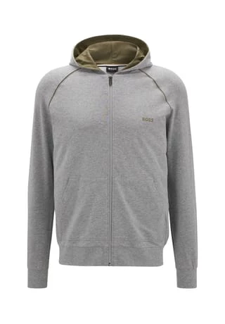 BOSS Herren Kapuzen-Sweatjacke - Mix & Match Jacket, Hoodie, Hoodie, Zip, Stretch Cotton Grau 1 BOSS Herren Kapuzen-Sweatjacke - Mix & Match Jacket, Hoodie, Hoodie, Zip, Stretch Cotton Grau