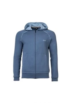 BOSS Herren Kapuzen-Sweatjacke - Mix & Match Jacket, Hoodie, Hoodie, Zip, Stretch Cotton Blau
