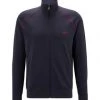 BOSS Herren Zip-Jacke - Mix&Match, Loungewear, Sweatjacke, Zipper, Baumwolle, Einfarbig Dunkelblau