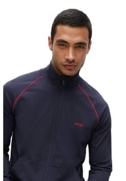 BOSS Herren Zip-Jacke - Mix&Match, Loungewear, Sweatjacke, Zipper, Baumwolle, Einfarbig Dunkelblau -socken-struempfe Verkäufe unnamed file 498