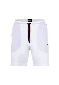 BOSS Herren Shorts - Mix&Match, Loungewear, Sweatshort, Baumwolle, Kurz, Einfarbig Weiß
