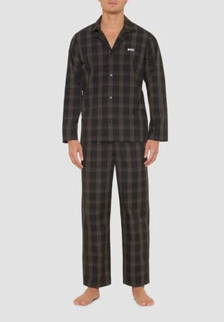 BOSS Schlafanzug, Karo-Design, Für Herren 001 BLACK 2 BOSS Schlafanzug, Karo-Design, Für Herren 001 BLACK – Bild 2