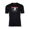 HUGO Herren T-Shirt - Dhynx, Katzenprint , Rundhals, Kurzarm, Logo, Baumwolle Schwarz
