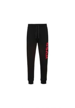 HUGO Herren Hose Lang - Dutschi, Jogginghose, French Terry, Cotton, Logo, Uni Schwarz