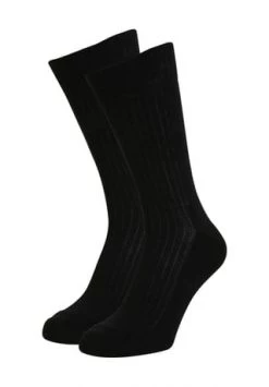 DUNMORE Socken, 2er-Pack, Streifen, Rippbund, Für Herren Schwarz