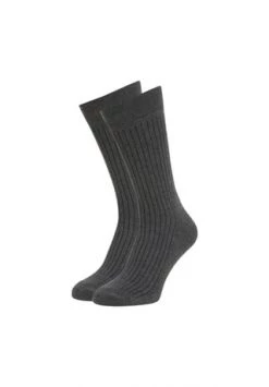 DUNMORE Socken, 2er-Pack, Streifen, Rippbund, Für Herren Grau