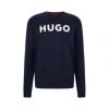 HUGO Herren Sweater - DEM, Sweatshirt, Rundhals, French Terry, Logo, Cotton Dunkelblau