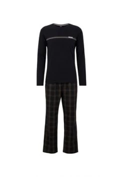 BOSS Herren Pyjama Lang Nightwear Black