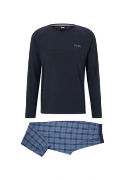 BOSS Herren Pyjama Lang Nightwear Bright Blue