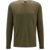 BOSS Herren Langarmshirt - Mix&Match LS-Shirt R, Rundhals, Cotton Stretch, Logo Grün